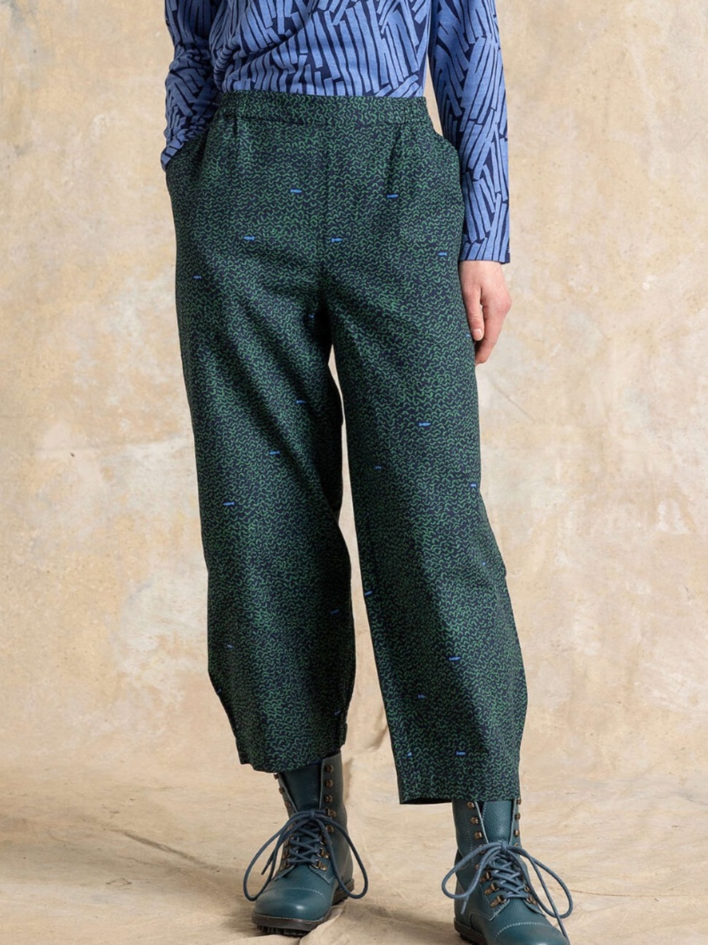 Gudrun Sjöden Edefors Pants Organic Cotton Patterned Ankle Length Sz XL